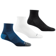 DARN TOUGH VERMONT Darn Tough Men's Run Variety Pack Quarter Ultra-Lightweight Running Socks, X-Large Size, Black, White & Eclipse