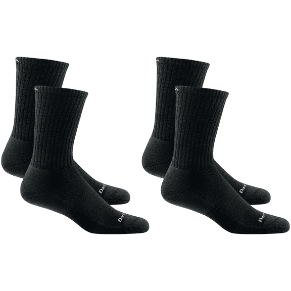 Darn Tough Men's The Standard Crew Lightweight with Cushion,Black, Medium (2-Pack)