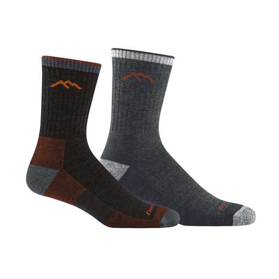 Darn Tough Mens Hiker Micro Crew Midweight with Cushion, Large, Black & Walnut (Variety Pack)
