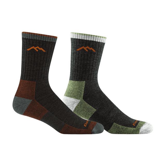 Darn Tough Mens Hiker Micro Crew Midweight with Cushion, Large, Lime & Walnut (Variety Pack)