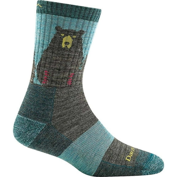 Darn Tough Women's Bear Town Micro Crew Blue Aqua Socks, Light Cushion