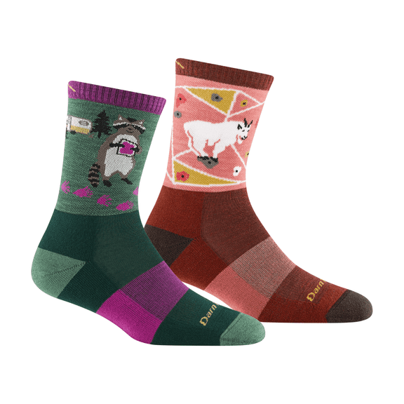 Darn Tough Women's Critter Club Micro Crew Lightweight with Cushion, Canyon & Moss, Medium (Variety Pack)