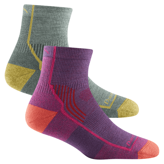 Darn Tough Women's Hike Variety Pack Quarter Midweight Hiking Socks with Cushion, Medium Size, Sage / Berry Variety Pack