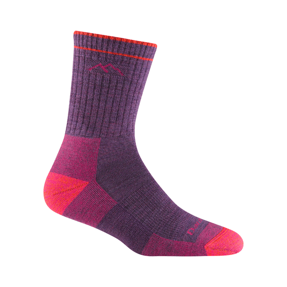 Darn Tough Women's Hiker Micro Crew Midweight with Cushion Sock, Purple/Plum Heather, Medium