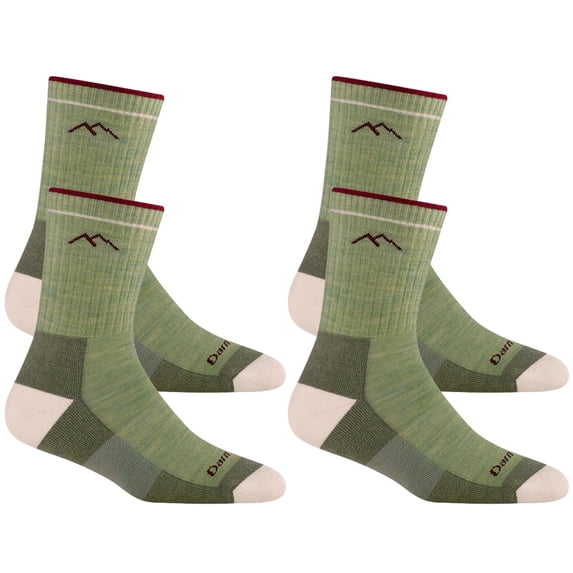 Darn Tough Women's Hiker Micro Crew Midweight with Cushion Socks, Mint, Medium (2-Pack)