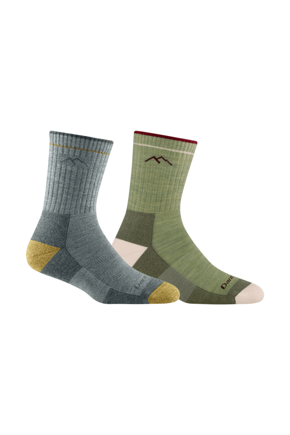 Darn Tough Women's Hiker Micro Crew Midweight with Cushion Socks, Mint & Sage, Medium (Variety Pack)
