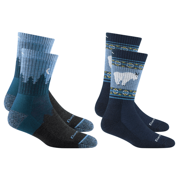 Darn Tough Women's Midweight Vanna Grizzle Boot & Treeline Micro Crew Hiker, Blue, Medium (Variety Pack)