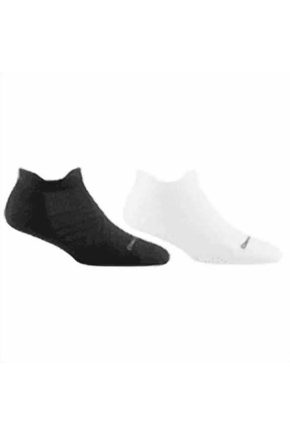 Darn Tough Women's Run Coolmax Variety Pack No Show Tab Ultra-Lightweight Running Socks with Cushion, Medium Size, Black & White
