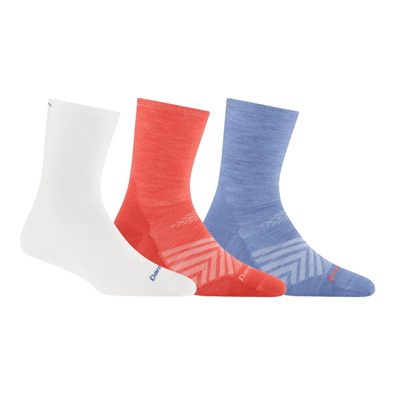 Darn Tough Women's Run Micro Crew Ultra-Lightweight socks, Medium, White, Vapor, Coral (Variety Pack)
