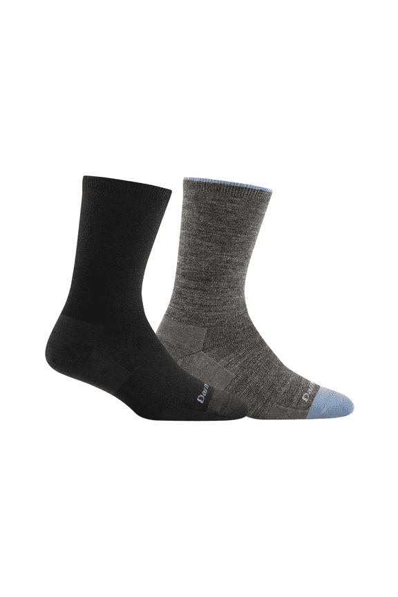 Darn Tough Women's Solid Basic Crew Lightweight Sock (Style 6012) Black & Taupe, Medium (Variety Pack)