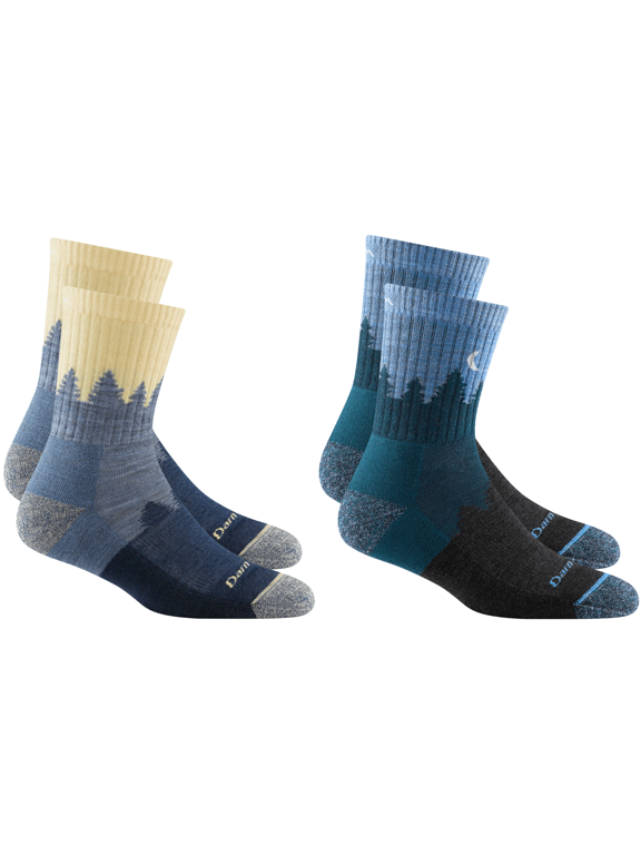Darn Tough Women's Treeline Micro Crew Midweight with Cushion, Small, Light Blue & Denim (Variety Pack)
