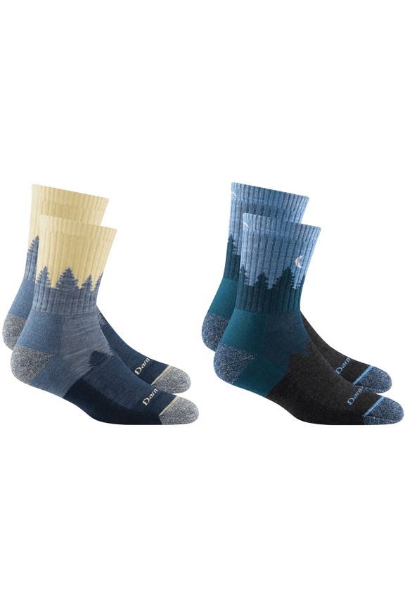Darn Tough Women's Treeline Micro Crew Midweight with Cushion, Small, Light Blue & Denim (Variety Pack)