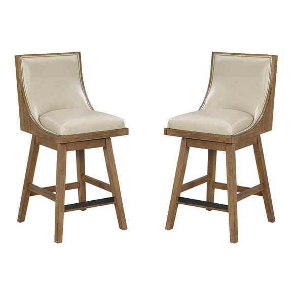 Darnel 26" Swivel Counter Stool in Taupe Faux Leather 2-Pack