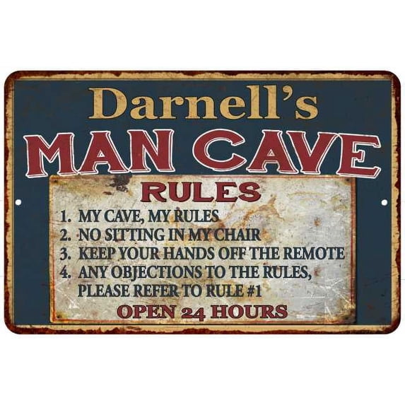 Darnell's Man Cave Rules Chic Rustic Green Sign Home 8x12 Metal 108120049831
