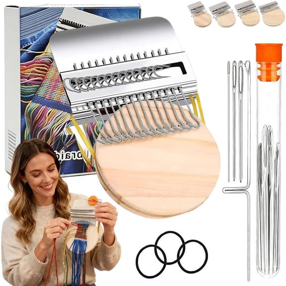 Darning Loom - Knit Patch Kit, 6 Models Knit Patch Loom 2.0 Kit with 9 Needles, Mini Patch Loom Set, DIY Weaving Repair Tool Darning Kit for Mending Jeans/Clothes/Carpets/Scarves