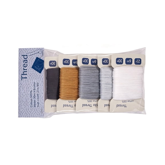 Darning Thread Set Cotton 21 Count 6 Ply 30m Spools for Hand Sewing Embroidery Fabric Repair Practice Beginners