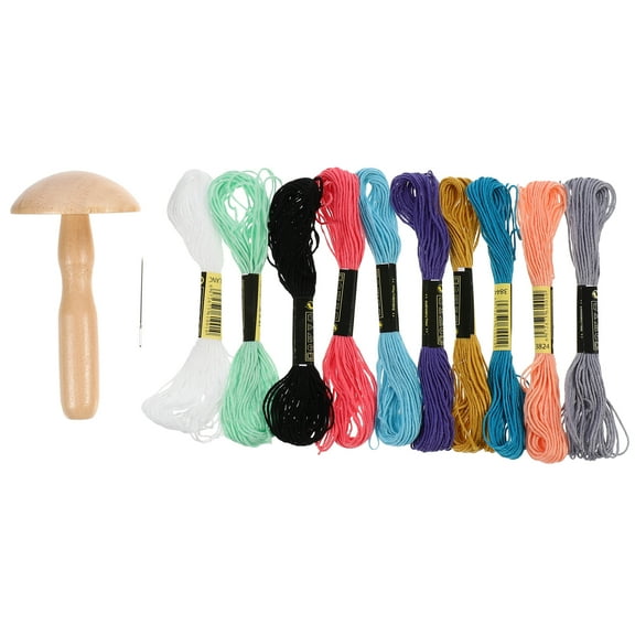 1 Set Wooden Mushroom Sewing Needle Thread Tool Small Patching Tool