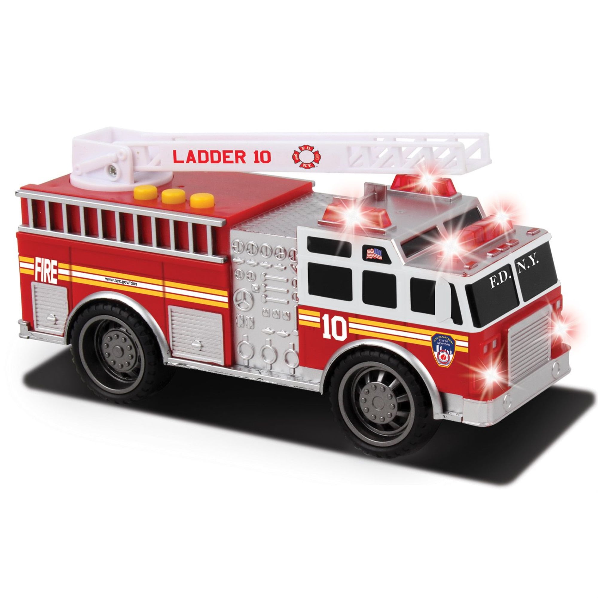 QISIWOLE Big Fire Truck Toy with Lights, Sounds, Sirens, 360