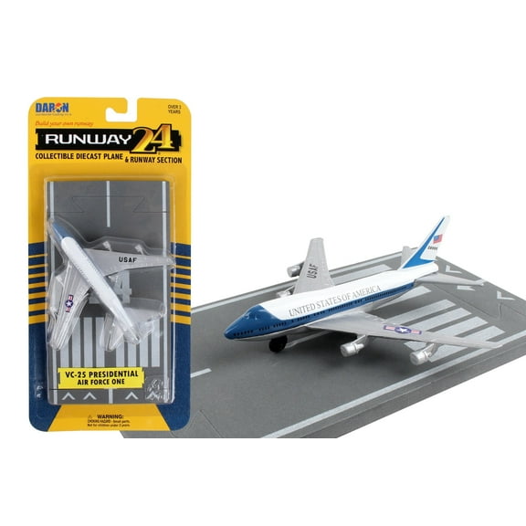 Boeing VC-25 Aircraft White and Blue "United States Air Force One" with Runway Section Diecast Model Airplane by Runway24