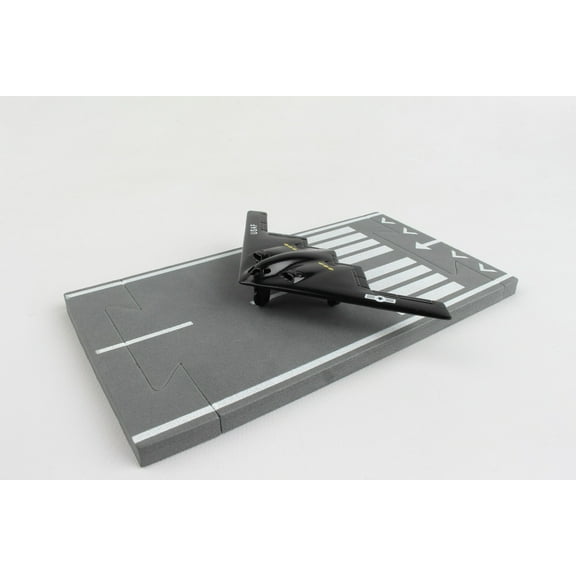 Northrop Grumman B-2 Spirit Stealth Aircraft Black "US Air Force" with Runway Section Diecast Model Airplane by Runway24