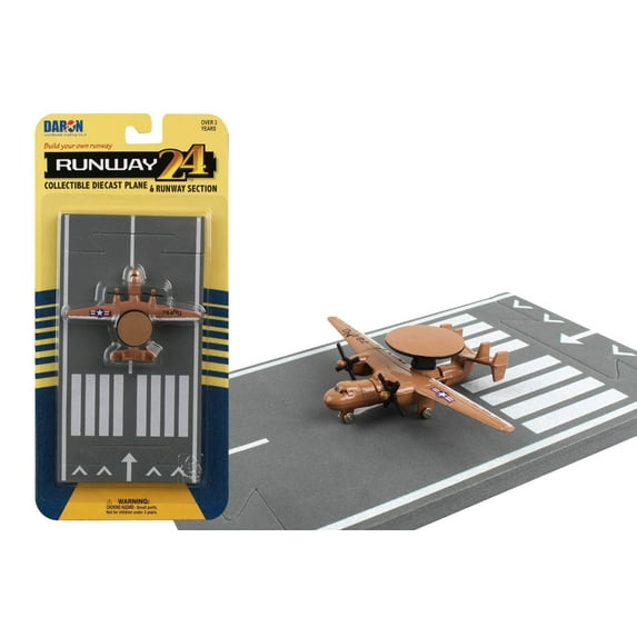 Northrop Grumman E-2C Hawkeye Aircraft Tan "United States Navy" with Runway Section Diecast Model Airplane by Runway24