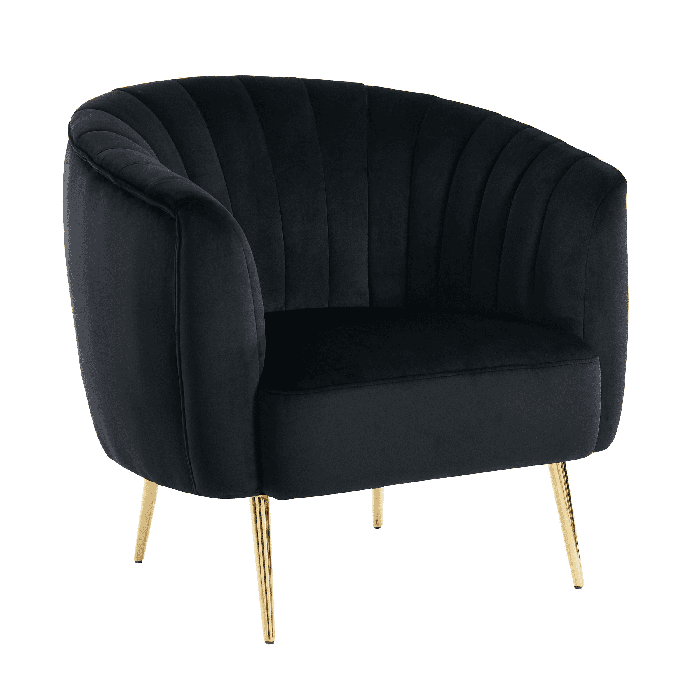 Darque Contemporary Flannelette Shell-Tufted Upholstered Chair, Black