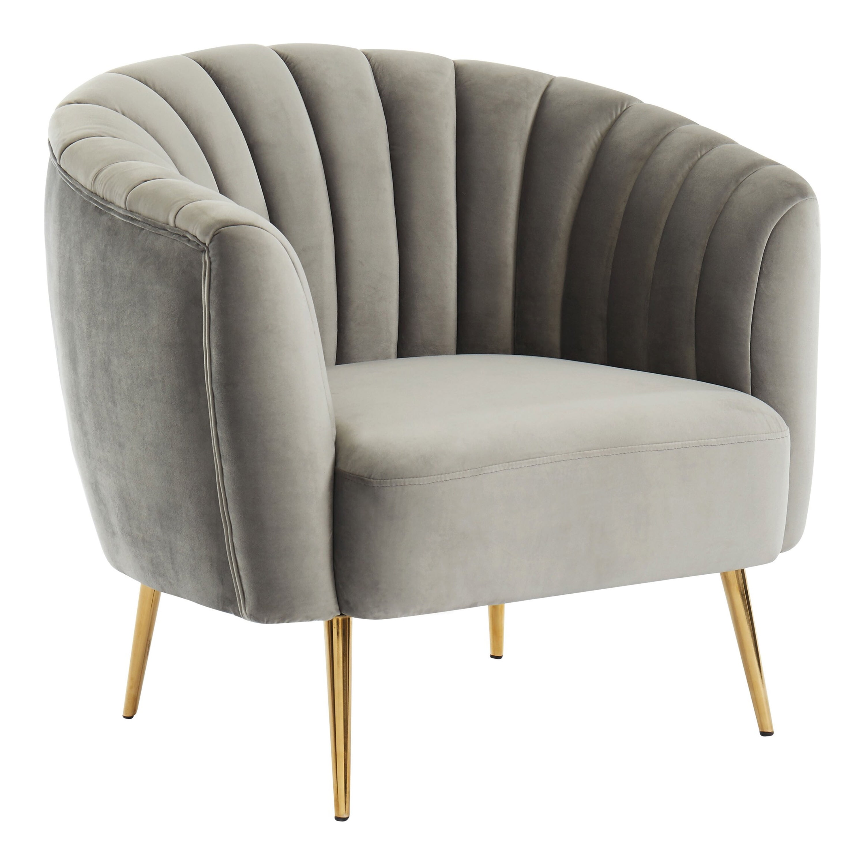 Darque Contemporary Flannelette Shell-Tufted Upholstered Chair, Gray