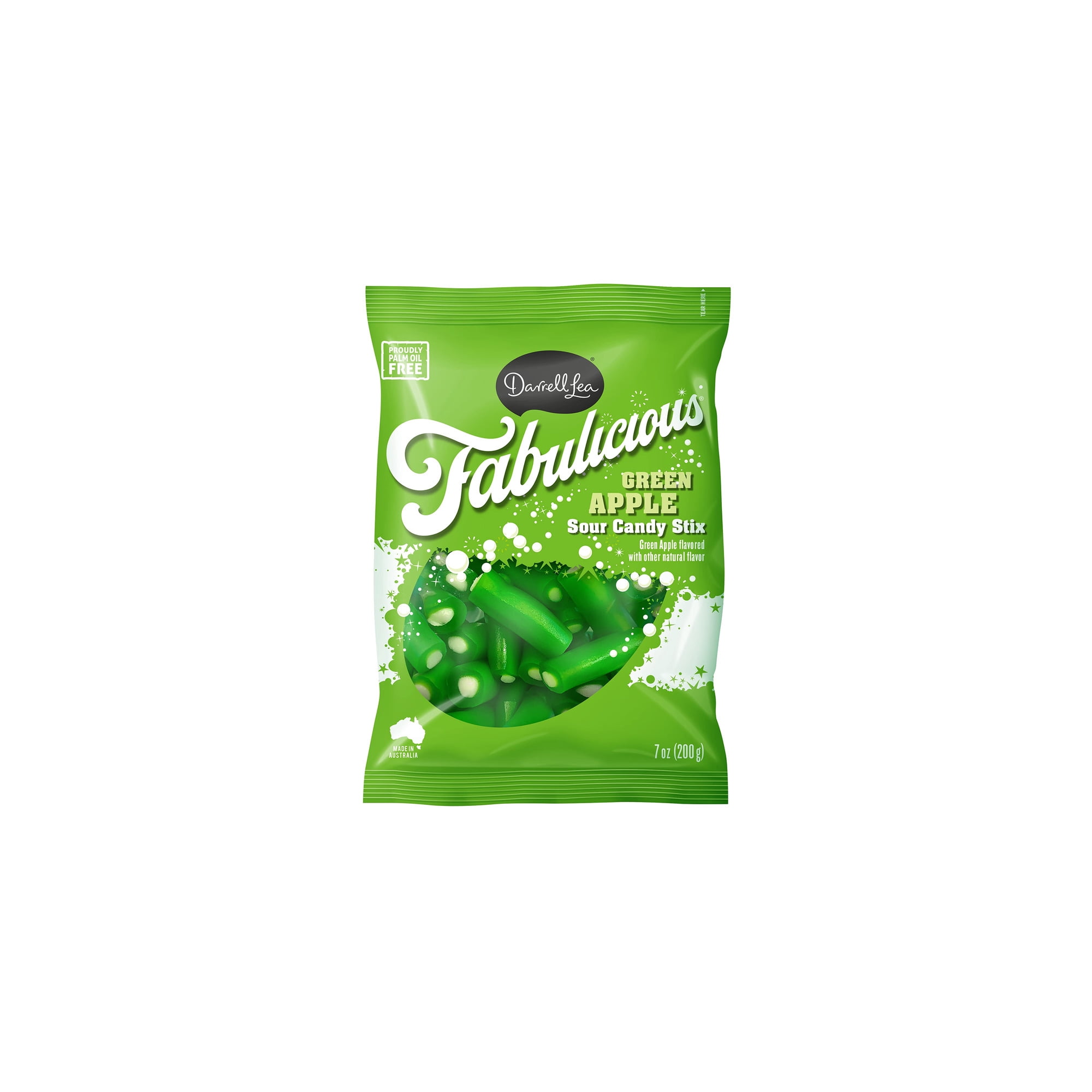 Darrell Lea Fabulicious Apple Sour Candy Stix, 7 oz Bag (Pack of 14)