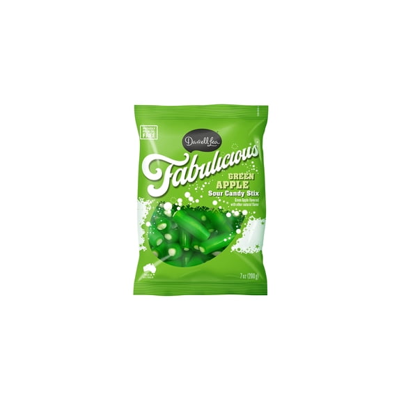Darrell Lea Fabulicious Apple Sour Candy Stix, 7 oz Bag (Pack of 18)