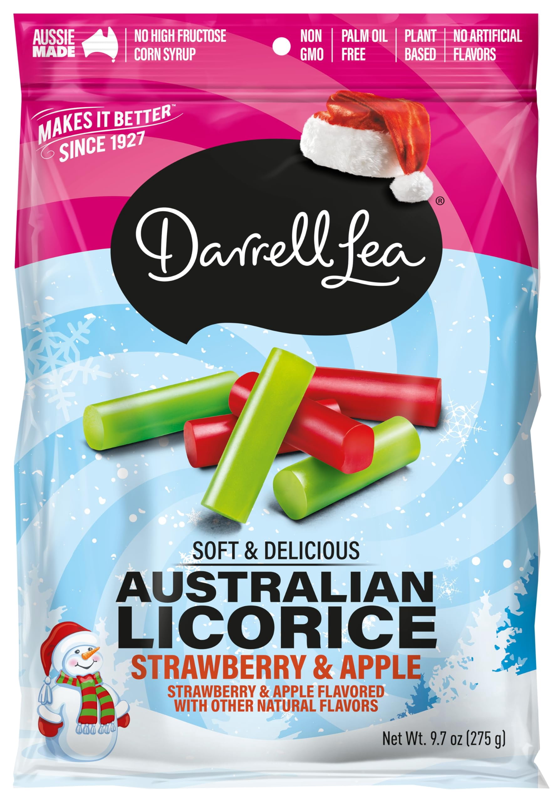 Darrell Lea Holiday Combo Soft Australian Licorice, Strawberry & Apple Flavored, Kosher, Non GMO, 9.7 Ounces (9.7 Ounce (Pack of 12))