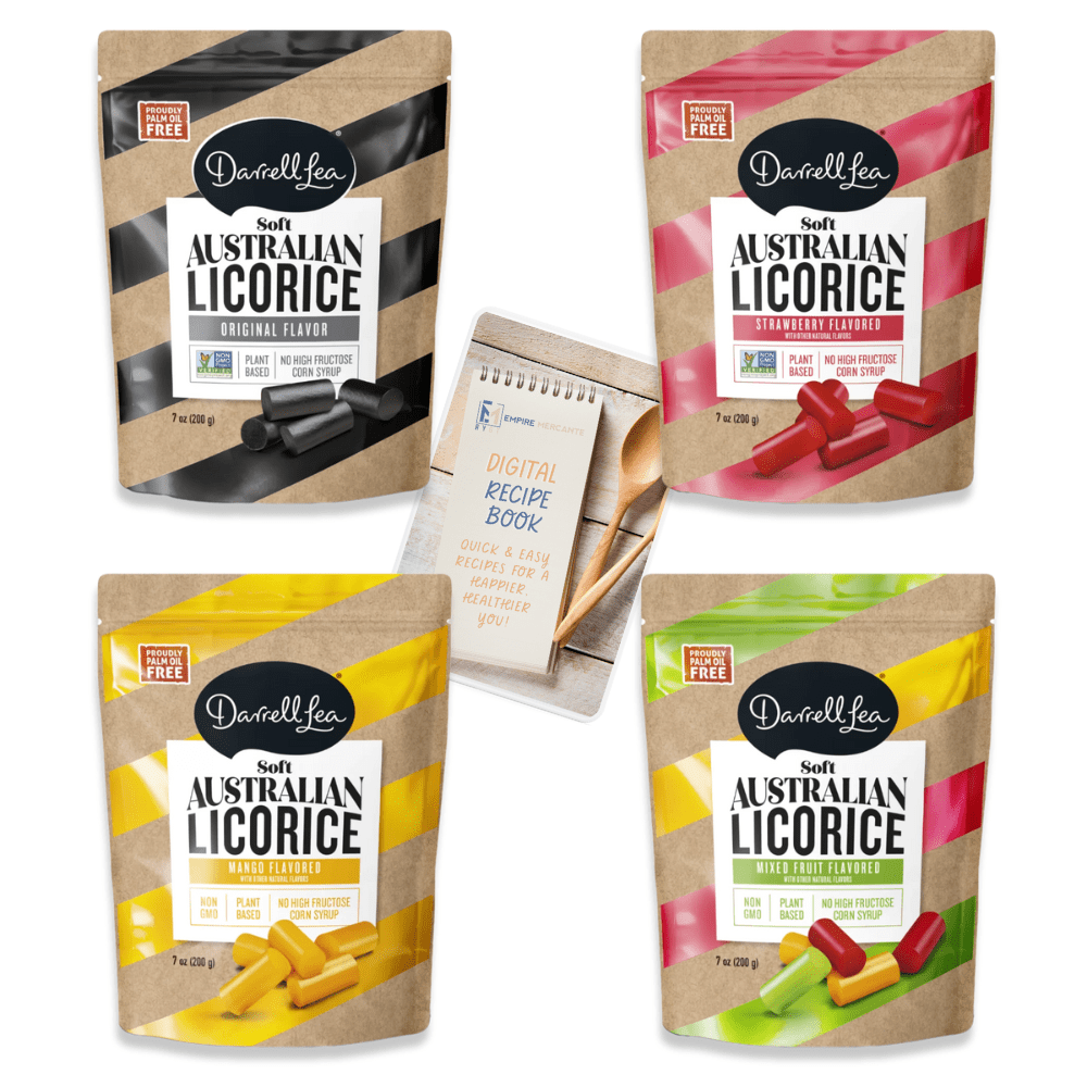 Darrell Lea Soft Australian Licorice Variety Pack of 4 with Empire