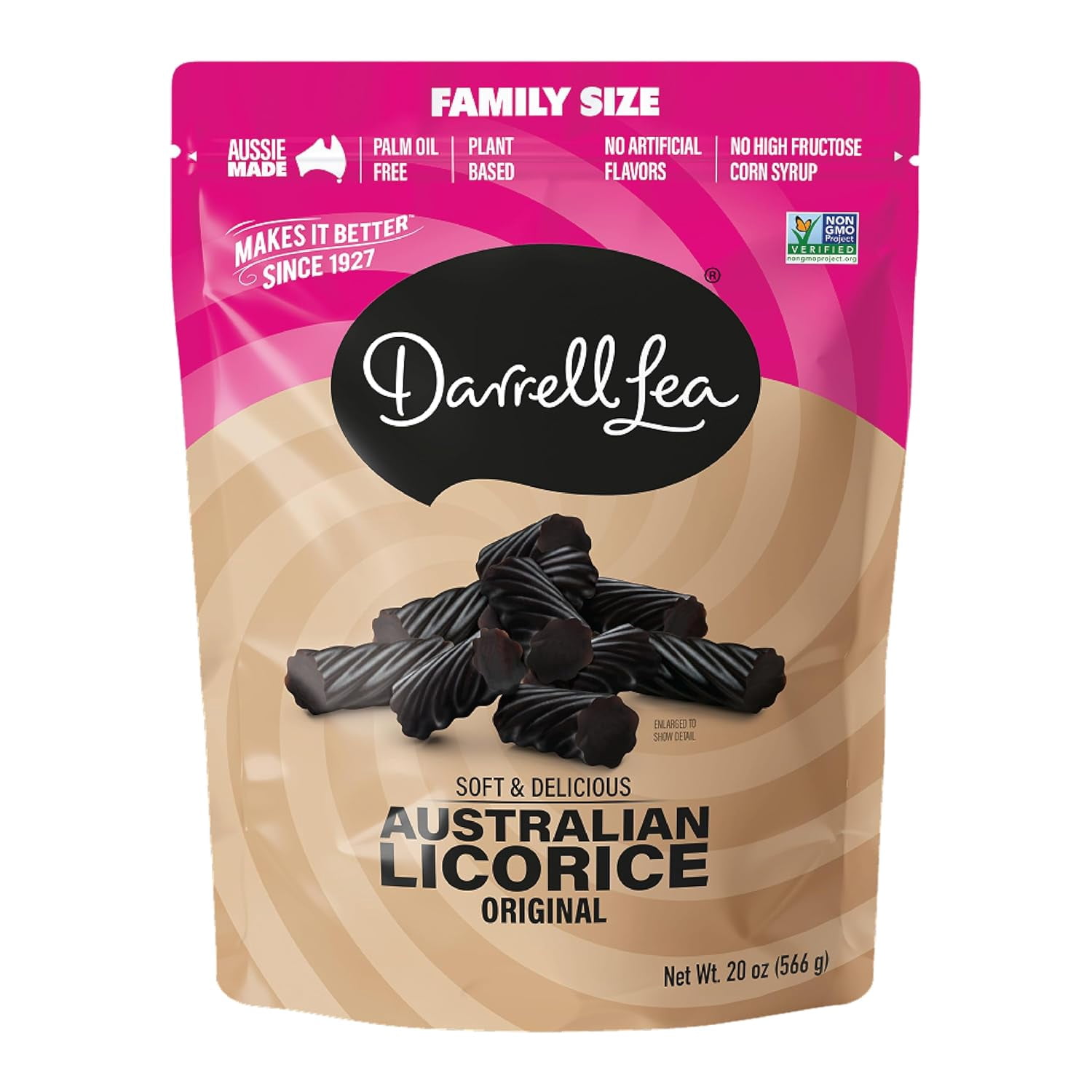 Darrell Lea Australian Licorice Big Bag, Original Black Flavor, Soft