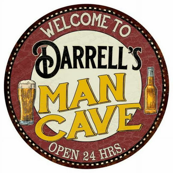 Darrell's Man Cave 12" Round Metal Sign Kitchen Bar Wall Décor 200120035388