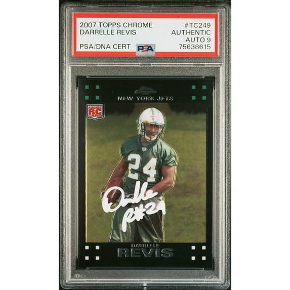 Darrelle Revis 2007 Topps Chrome Signed Rookie Card #TC249 Auto Graded PSA 9