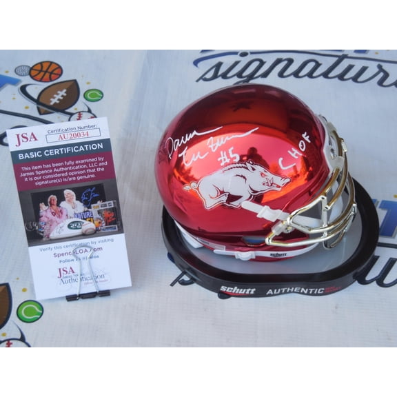 Darren McFadden signed autographed Arkansas Razorbacks UA chrome mini helmet w/ CHOF JSA COA
