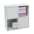 thumbnail image 1 of Darrin 2 Open Cube Shelves & 2 Cabinet Bookcase Storage Organizer, White Wood, Contemporary, 1 of 3