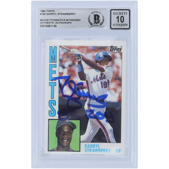 Darryl Strawberry New York Mets Autographed 1984 Topps #182 Beckett Fanatics Witnessed Authenticated 10 Rookie Card with "83 ROY" Inscription - Fanatics Authentic Certified