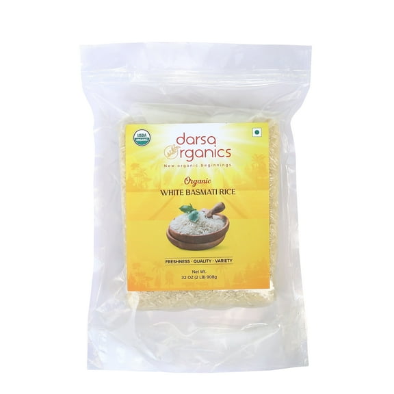 Darsa Organics Basmati Rice, 2 lbs, Plastic Bag, 1 Piece