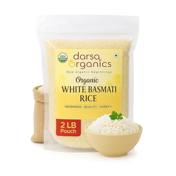 Darsa Organics Basmati Rice, 2 lbs, Plastic Bag, 1 Piece