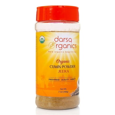 Darsa Organics Cumin Powder Seasoning, USDA Organic Zeera Jeera, Food Grade Jar, 3.5oz