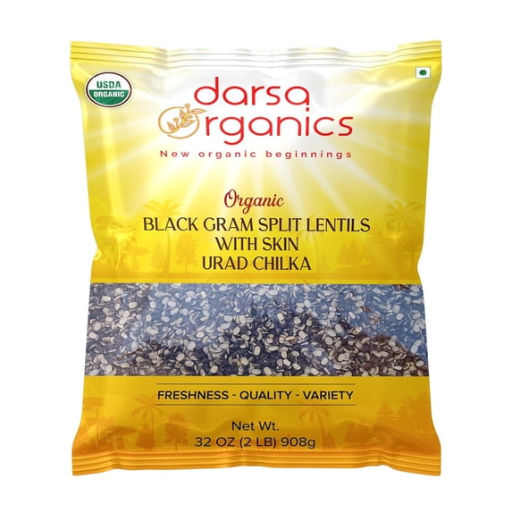 Darsa Organics Urad Dal Chilka 2 lb - Organic Black Gram Split Lentils