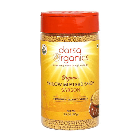 Darsa Organics Yellow Mustard Seeds, 5.3 oz, USDA Organic, Non-GMO, Kosher