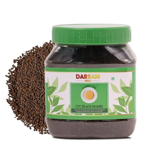 Darsam Mamri CTC Assam Black Tea – 8.8oz (250g) Assam Tea - Bold & Full-Bodied, Perfect for Traditional Chai - Iced Tea & Kombucha - Airtight PET Jar for Freshness - 250g