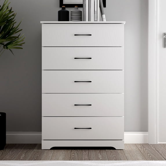 Darsh 5-Drawer Matte White Chest of Drawers (47.2 in. X 15.7 in. X 31.5 in.)