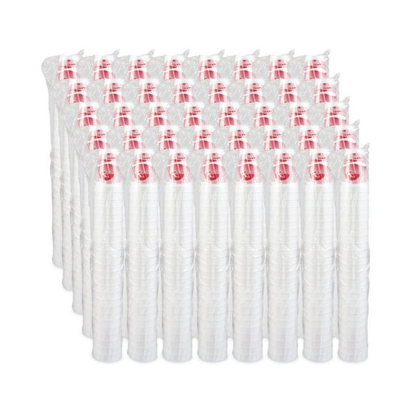 Dart 16J16H 16 oz. Horizon Printed Hot/Cold Foam Drinking Cups - Cranberry/White (1000/Carton)