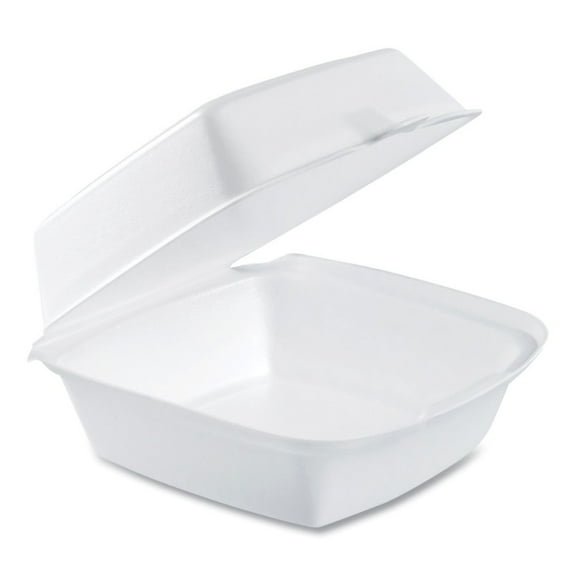 5-7/8 in. x 6 in. x 3 in. Hinged Lid Foam Containers - White (500/Carton)