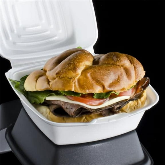 Dart 6" Dart Foam Sandwich Containers - White, 500 Containers