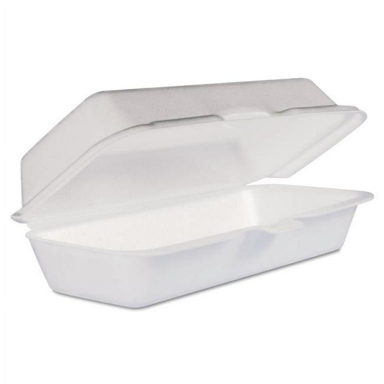Foam Hinged Lid Container, Hot Dog Container, 3.8 x 7.1 x 2.3, White,125/Bag, 4 Bags/Carton Foam Hinged Lid Container, Hot Dog Container, 3.8 x 7.1 x 2.3, White,125/Bag, 4 Bags/Carton