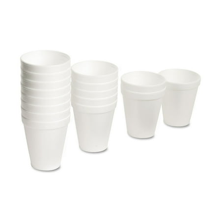 Dart 8J8 Foam Drink Cups, 8oz, White, 25/bag, 40 Bags/carton