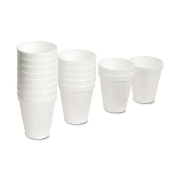 Dart 8J8 Foam Drink Cups, 8oz, White, 25/bag, 40 Bags/carton